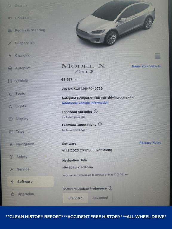 used 2017 Tesla Model X car, priced at $26,075