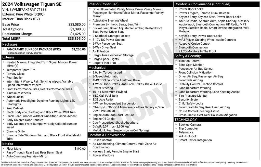 used 2024 Volkswagen Tiguan car, priced at $27,486
