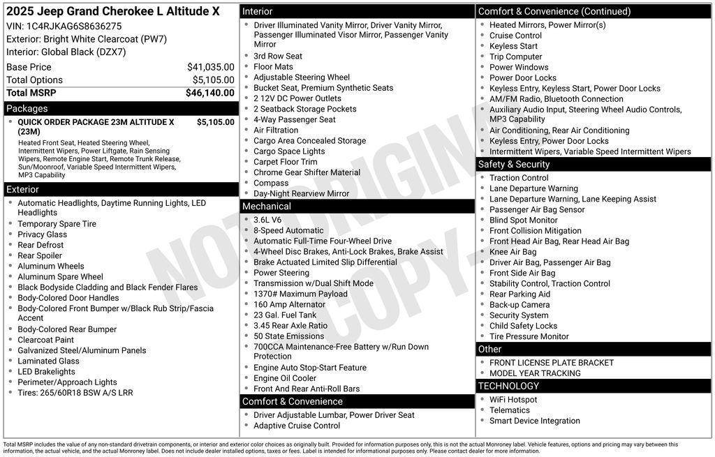 used 2025 Jeep Grand Cherokee L car, priced at $41,889
