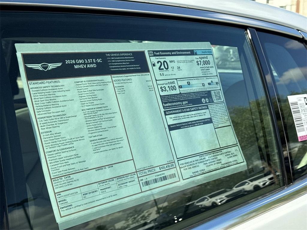 new 2026 Genesis G90 car, priced at $105,410