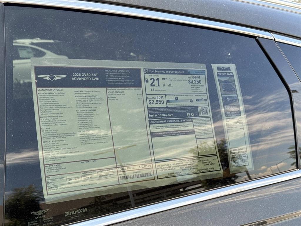 new 2026 Genesis GV80 car, priced at $70,775