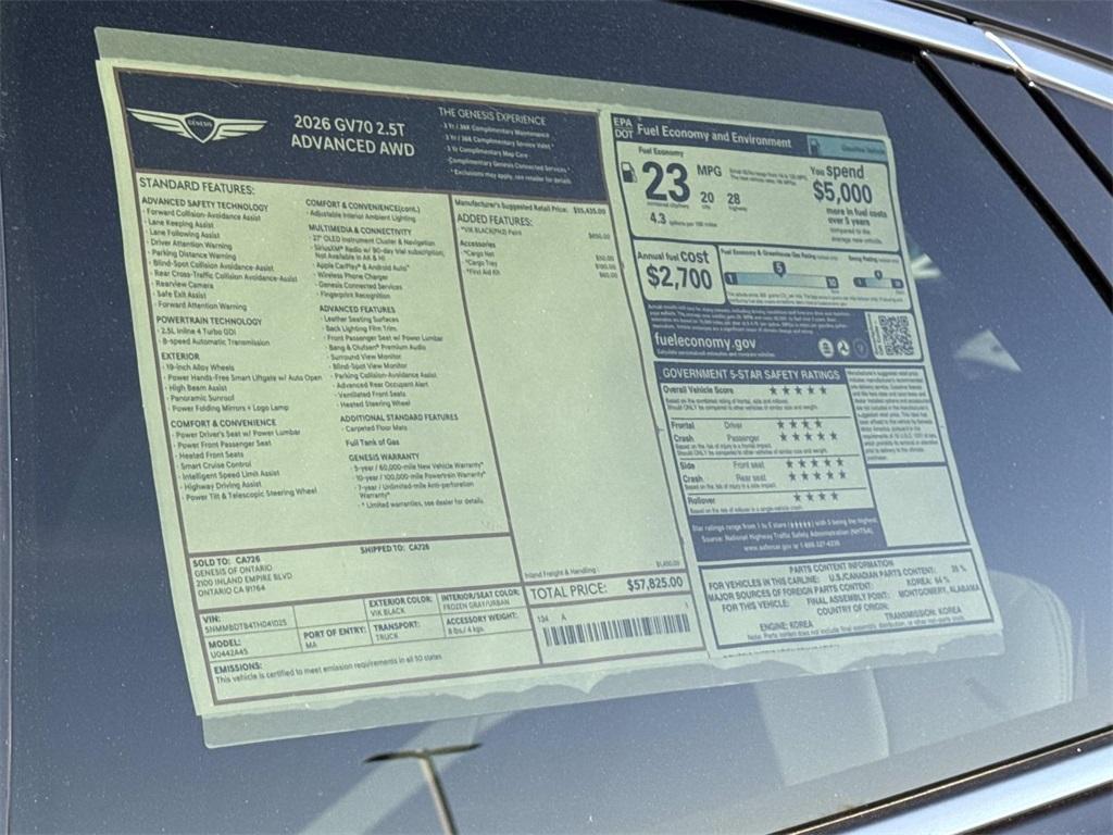 new 2026 Genesis GV70 car, priced at $57,825