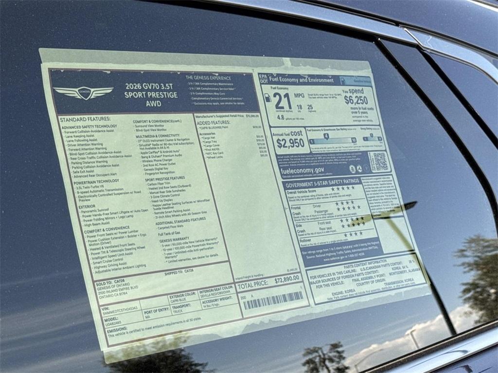 new 2026 Genesis GV70 car, priced at $72,890