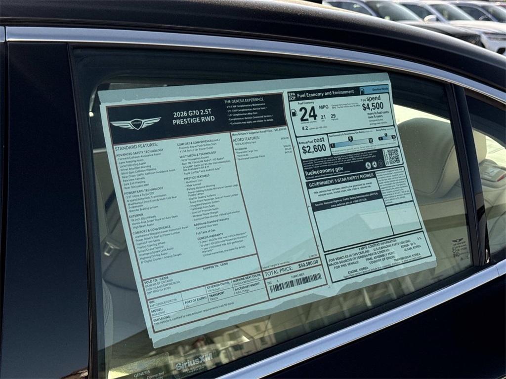 new 2026 Genesis G70 car, priced at $50,580
