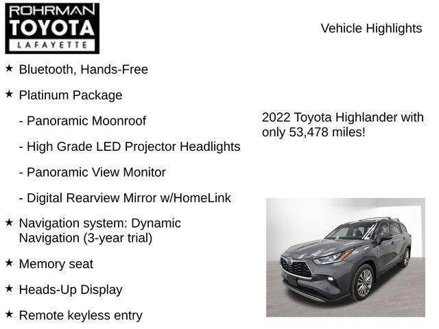 used 2022 Toyota Highlander car, priced at $38,387