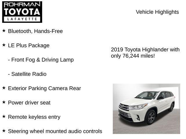 used 2019 Toyota Highlander car, priced at $23,392