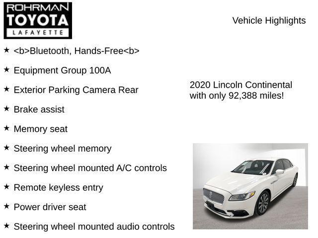 used 2020 Lincoln Continental car, priced at $21,105