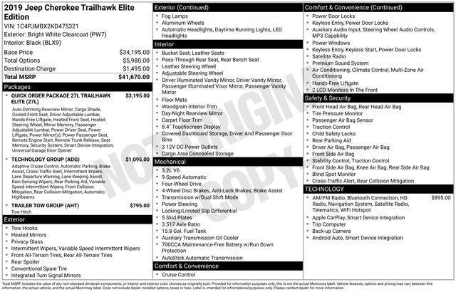 used 2019 Jeep Cherokee car, priced at $13,000