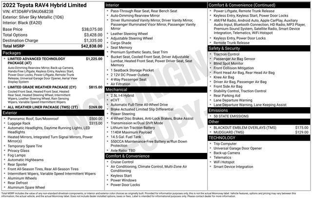 used 2022 Toyota RAV4 Hybrid car, priced at $35,142