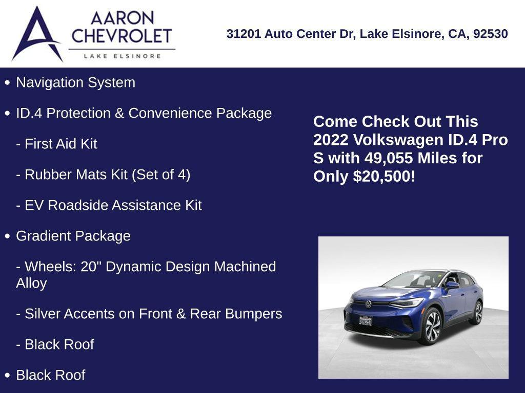 used 2022 Volkswagen ID.4 car, priced at $20,500