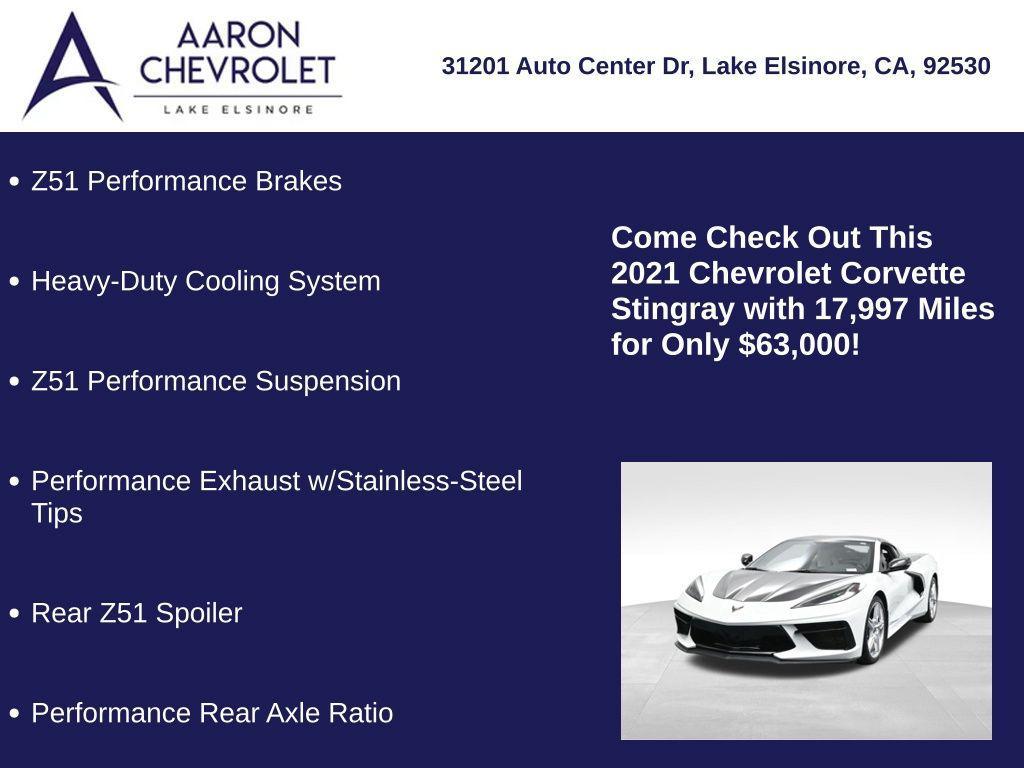 used 2021 Chevrolet Corvette car, priced at $63,000