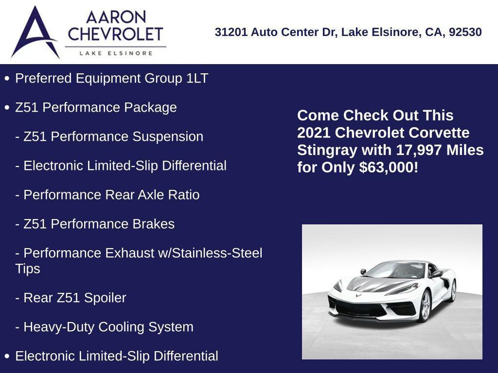 used 2021 Chevrolet Corvette car, priced at $63,000