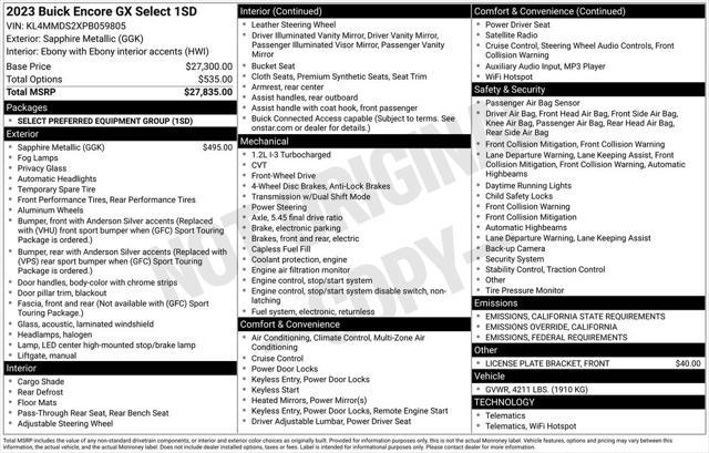 used 2023 Buick Encore GX car, priced at $22,730