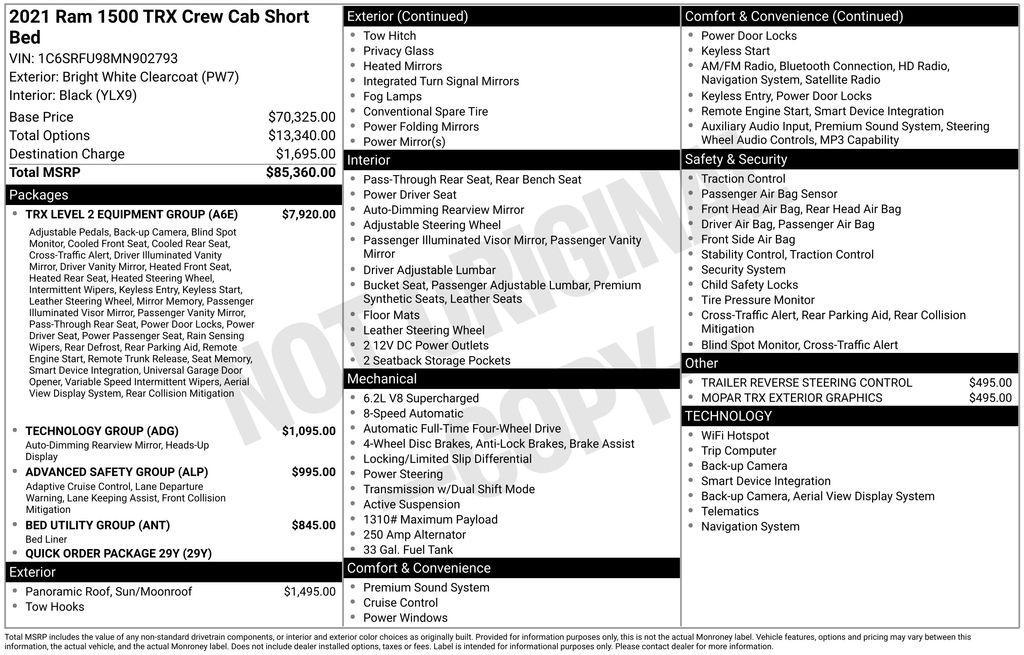 used 2021 Ram 1500 car, priced at $78,500