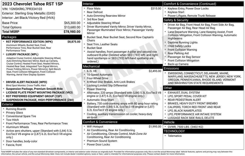 used 2023 Chevrolet Tahoe car, priced at $63,288