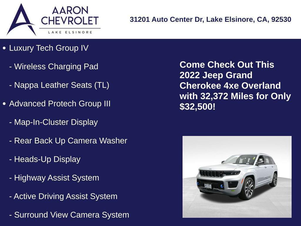 used 2022 Jeep Grand Cherokee 4xe car, priced at $32,500