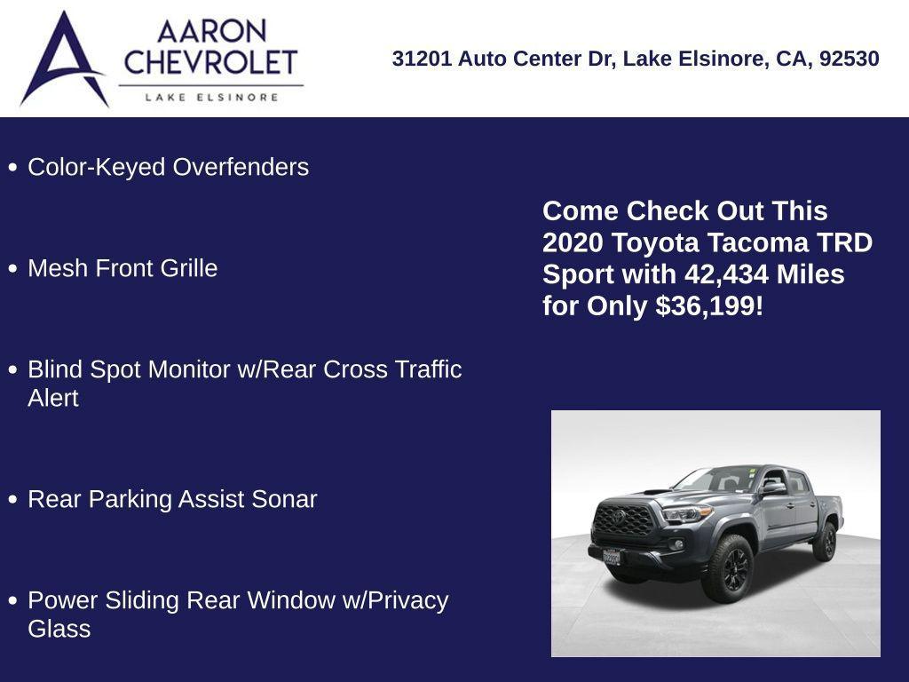 used 2020 Toyota Tacoma car, priced at $36,199