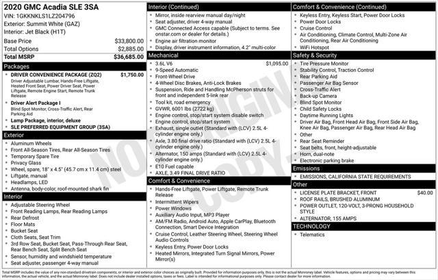 used 2020 GMC Acadia car, priced at $21,763