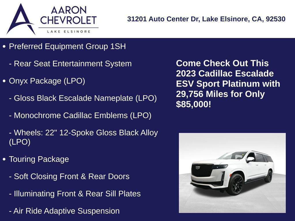 used 2023 Cadillac Escalade ESV car, priced at $85,000