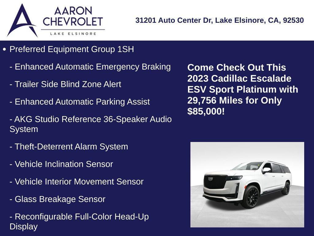used 2023 Cadillac Escalade ESV car, priced at $85,000
