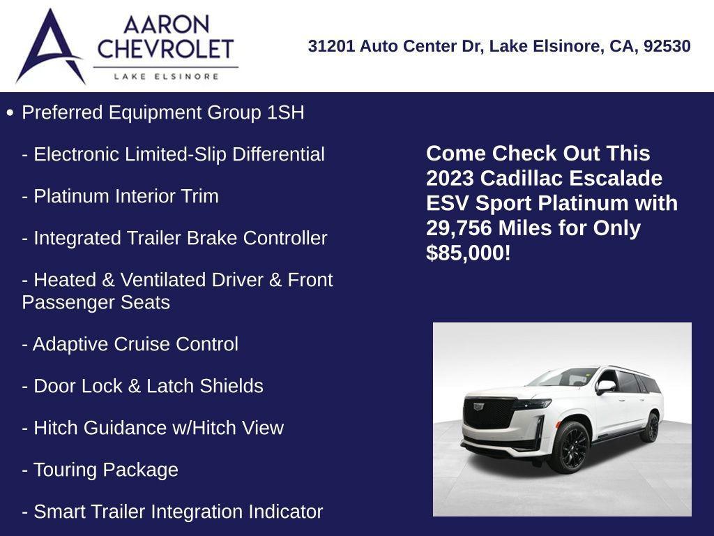used 2023 Cadillac Escalade ESV car, priced at $85,000