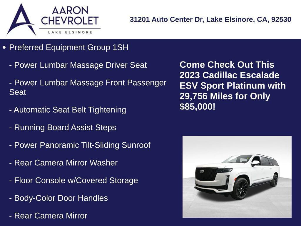 used 2023 Cadillac Escalade ESV car, priced at $85,000