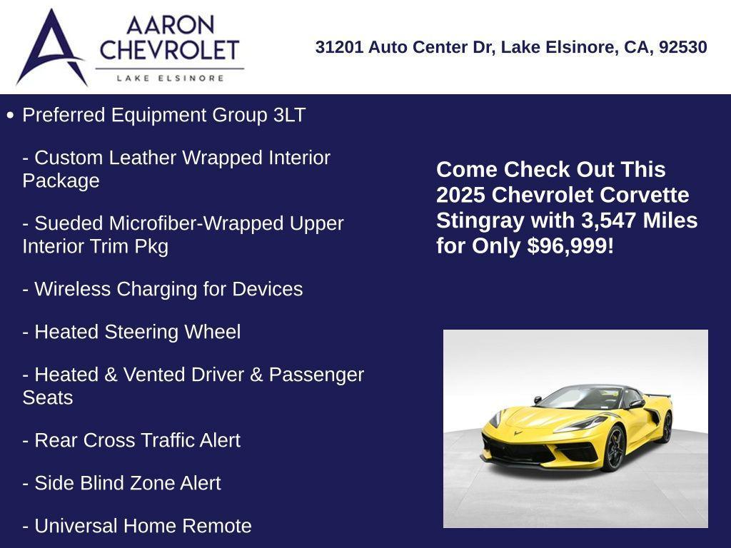 used 2025 Chevrolet Corvette car, priced at $96,999