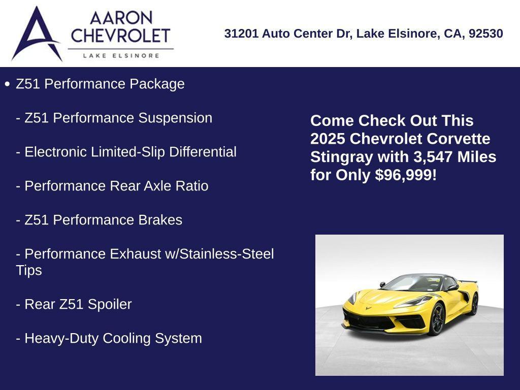 used 2025 Chevrolet Corvette car, priced at $96,999