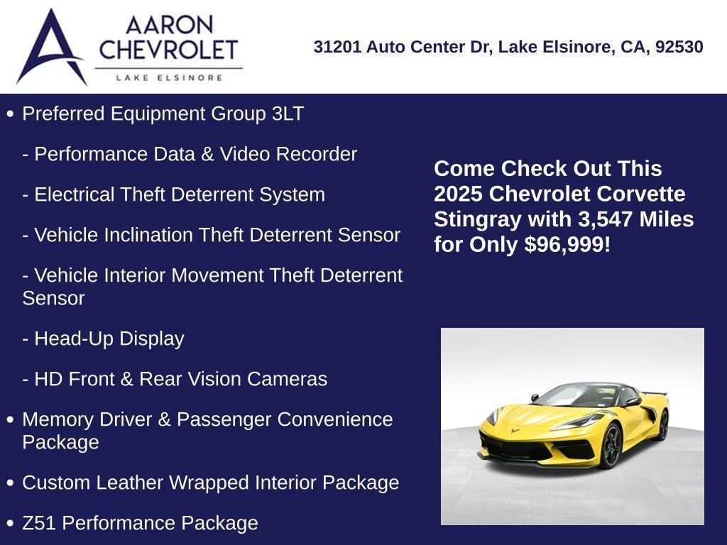 used 2025 Chevrolet Corvette car, priced at $96,999