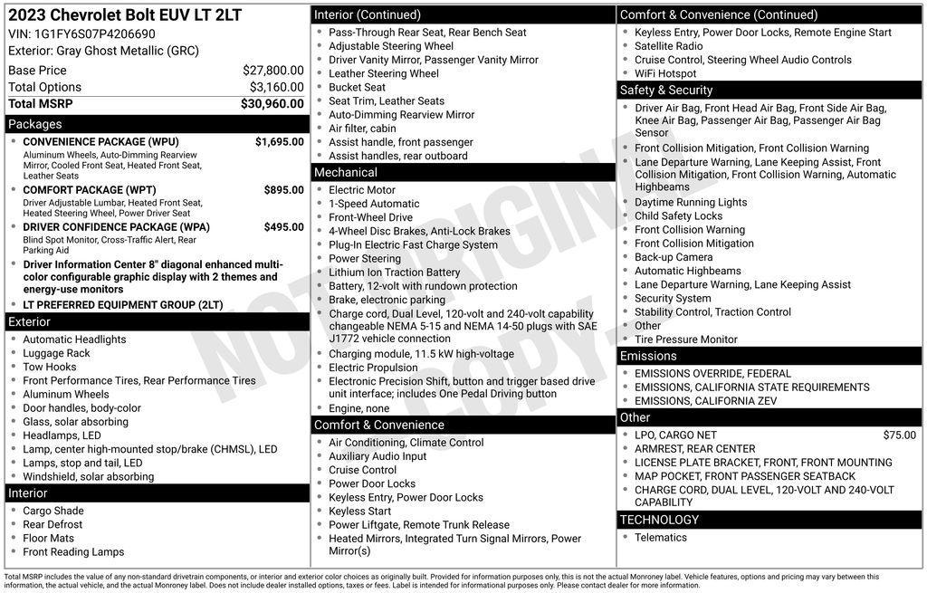 used 2023 Chevrolet Bolt EUV car, priced at $23,499
