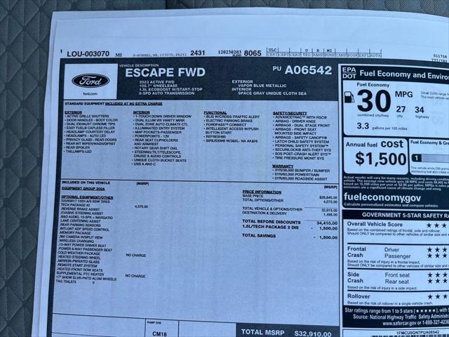 used 2023 Ford Escape car, priced at $23,300