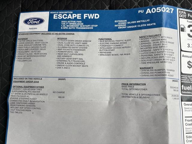 used 2023 Ford Escape car, priced at $22,400