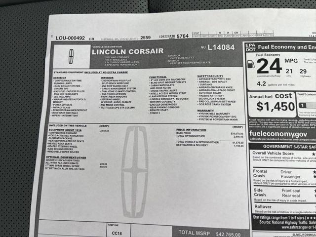 used 2022 Lincoln Corsair car, priced at $29,900