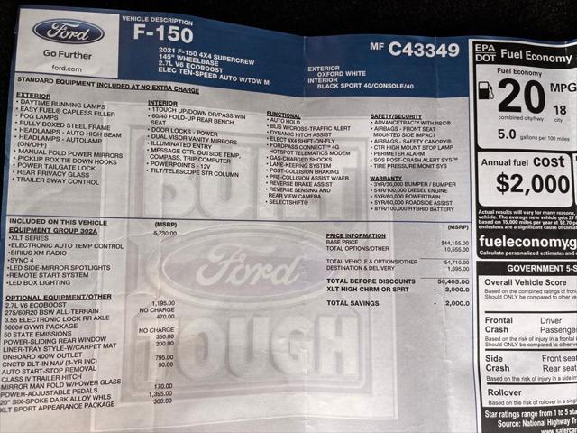 used 2021 Ford F-150 car, priced at $38,800