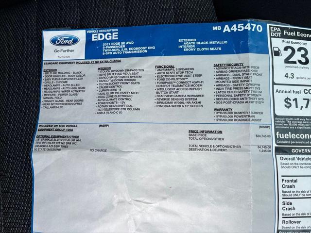 used 2021 Ford Edge car, priced at $25,400