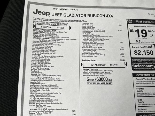 used 2021 Jeep Gladiator car, priced at $35,800