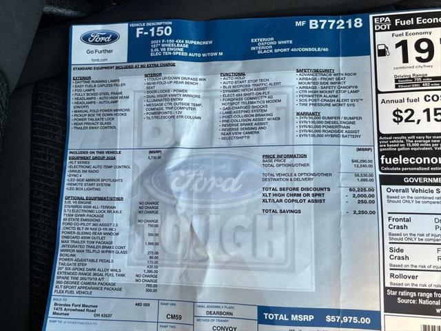 used 2021 Ford F-150 car, priced at $33,500