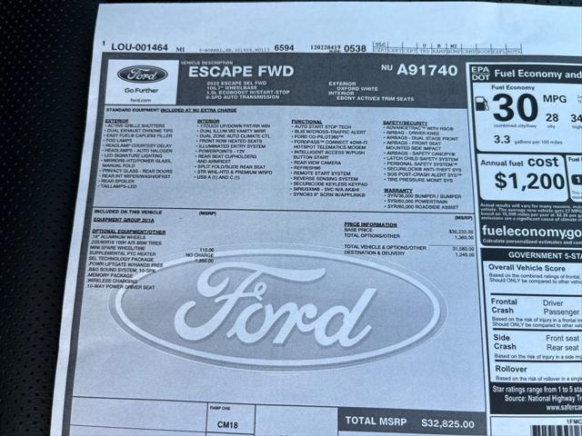 used 2022 Ford Escape car, priced at $23,800