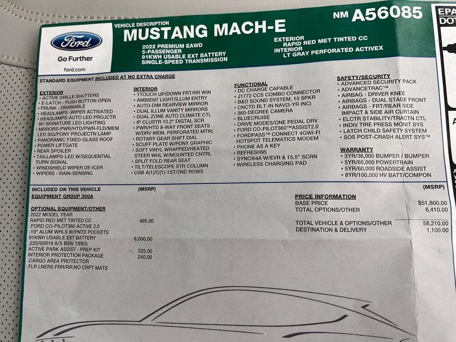 used 2022 Ford Mustang Mach-E car, priced at $45,000