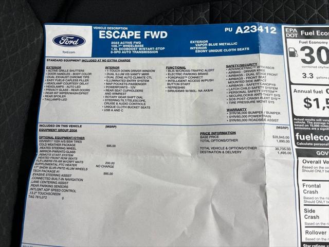 used 2023 Ford Escape car, priced at $23,300