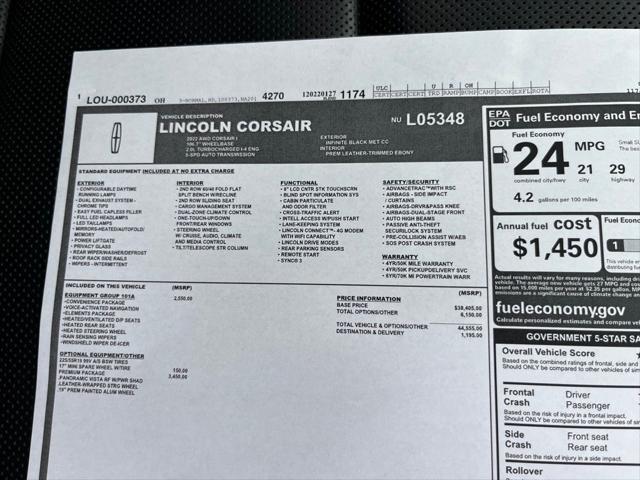 used 2022 Lincoln Corsair car, priced at $30,300