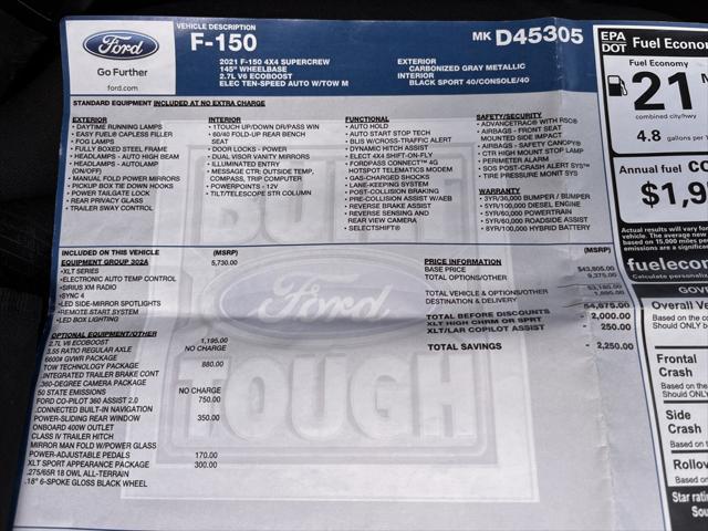 used 2021 Ford F-150 car, priced at $38,400