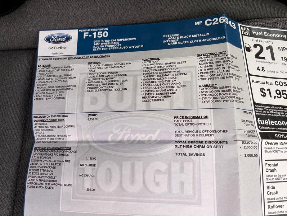 used 2021 Ford F-150 car, priced at $35,700