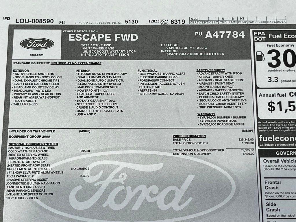 used 2023 Ford Escape car, priced at $20,900