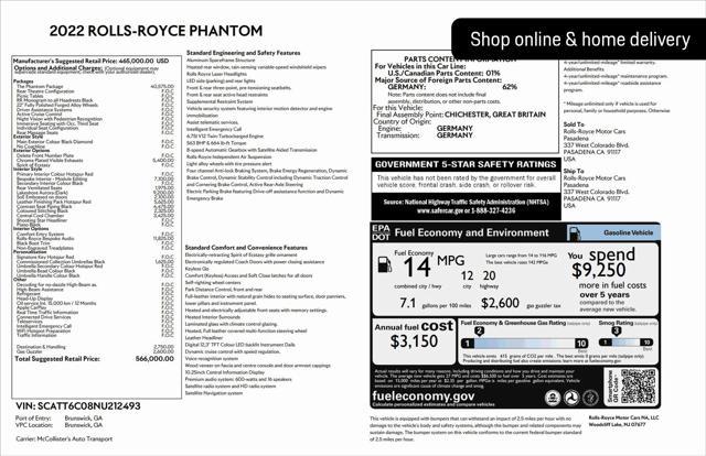 used 2022 Rolls-Royce Phantom car, priced at $496,888