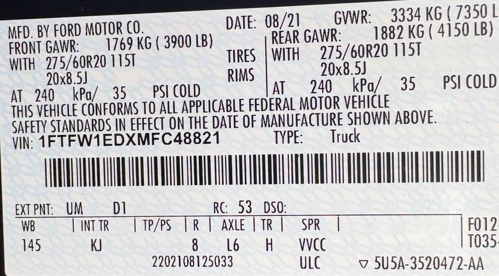 used 2021 Ford F-150 car, priced at $42,887