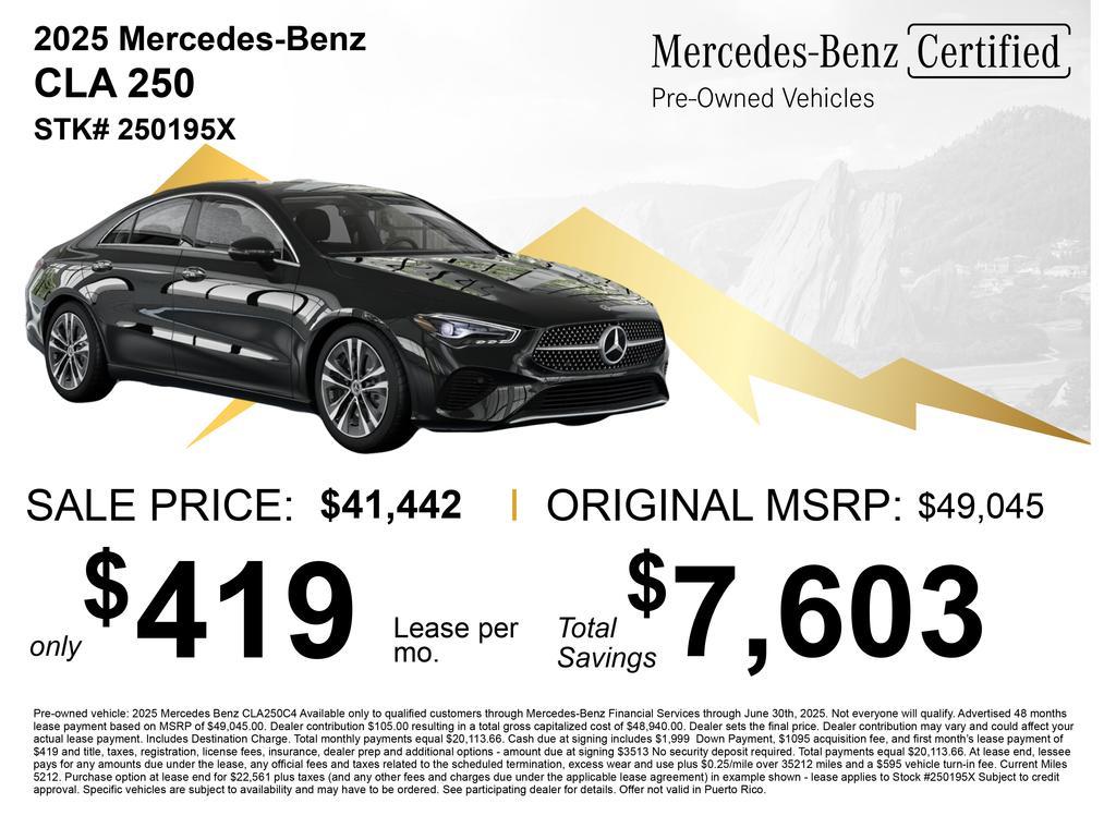 used 2025 Mercedes-Benz CLA 250 car, priced at $41,442