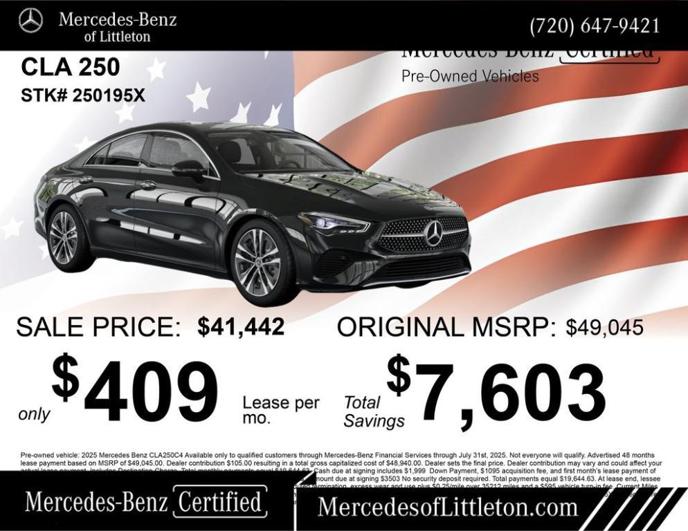 used 2025 Mercedes-Benz CLA 250 car, priced at $41,036