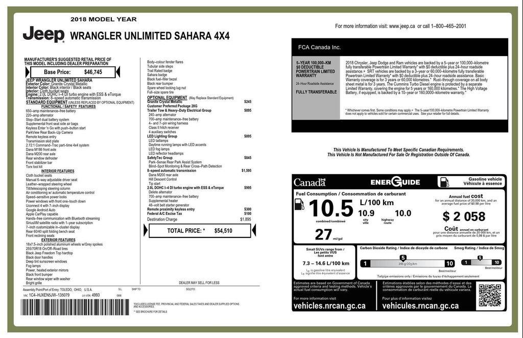 used 2018 Jeep Wrangler Unlimited car, priced at $20,000