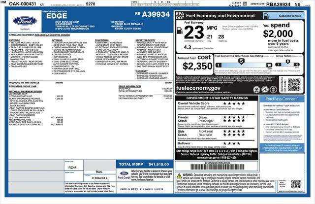 new 2024 Ford Edge car, priced at $40,500